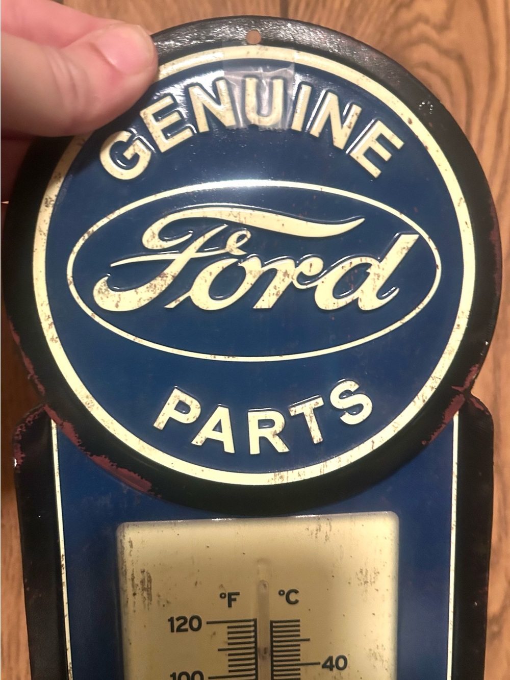 Ford Blue and Cream 'Genuine Parts' Metal Sign - Picture 2 of 3